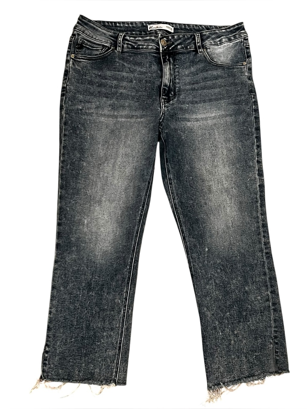 Kancan Women's Sz 14 Washed Denim Cropped Straight Leg Jeans E-7
